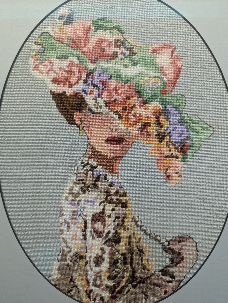 Dimensions Lady Victoria Completed Framed Needlepoint Ribbon Embroidery Kit 2425