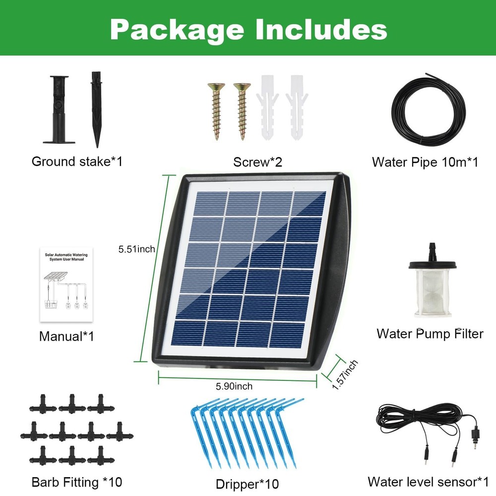 Solar Powered Drip Irrigation System, OHYEAHSPIN Solar Automatic Garden Water...