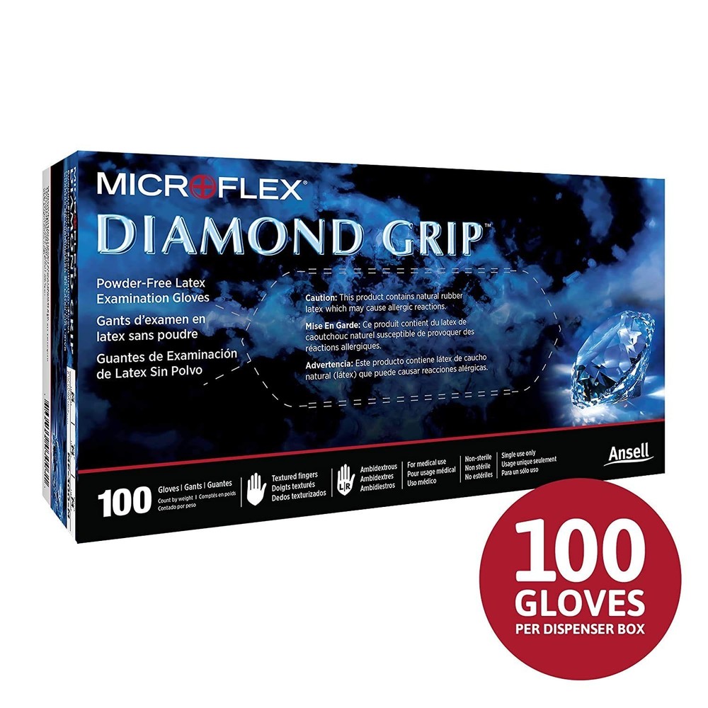 Microflex MF300 MEDIUM Diamond Grip Latex Gloves