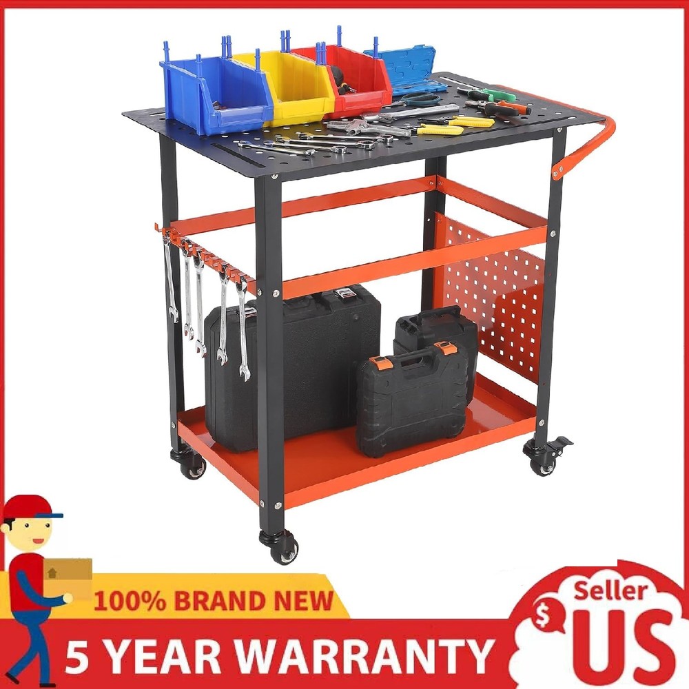 36"x24" Welding Table ,Heavy Duty Rolling Welding Workbench 600LBS Tool Storage