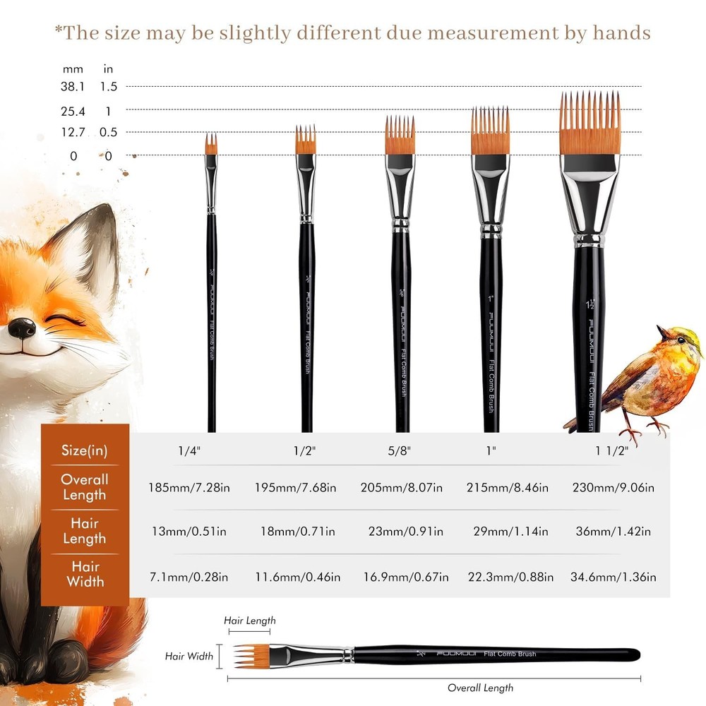 Fuumuui 5PCS Grainer Brush Set - Professional Flat Comb 5PCS-Flat, 5pcs