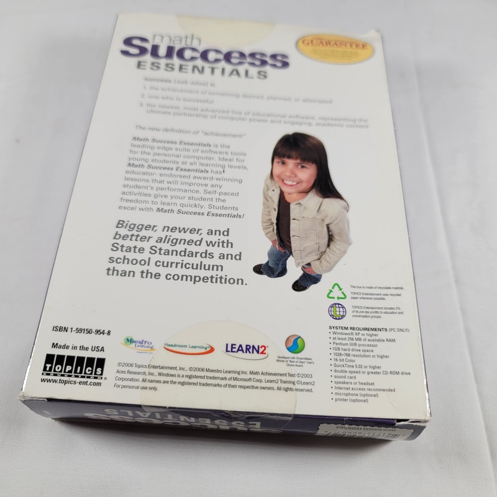 Math Success Essentials PC CD-ROM Software Topics Education Best Selling 2004-06