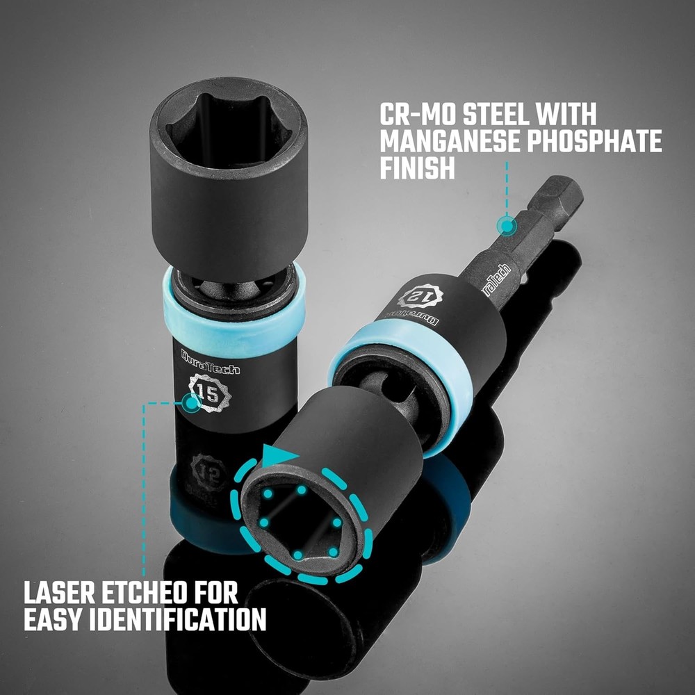 DURATECH 1/4" Drive Impact Universal Joint Socket Set, Swivel Socket Set