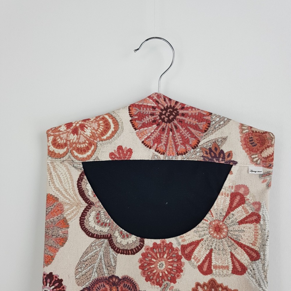 Peg Bag Handmade Cream Raspberry Flowers Lined Laundry Clothes Peg Holder
