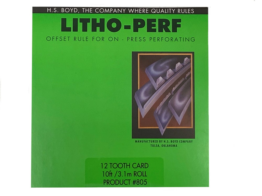 HS Boyd Litho Perf 12 Tooth Card 10 feet 805 Offset Rule On Press Scoring