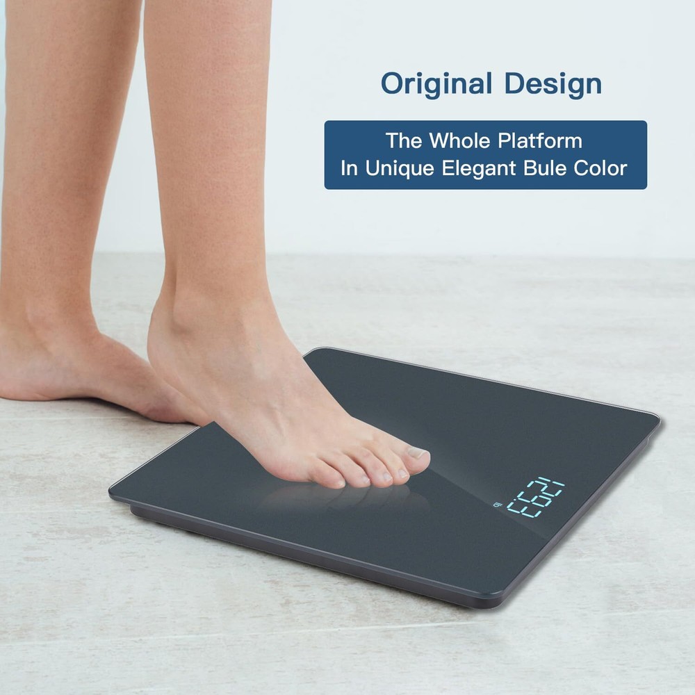 Digital Bathroom Scale 400lb LED Display Step-On 3 AAA Batteries Blue