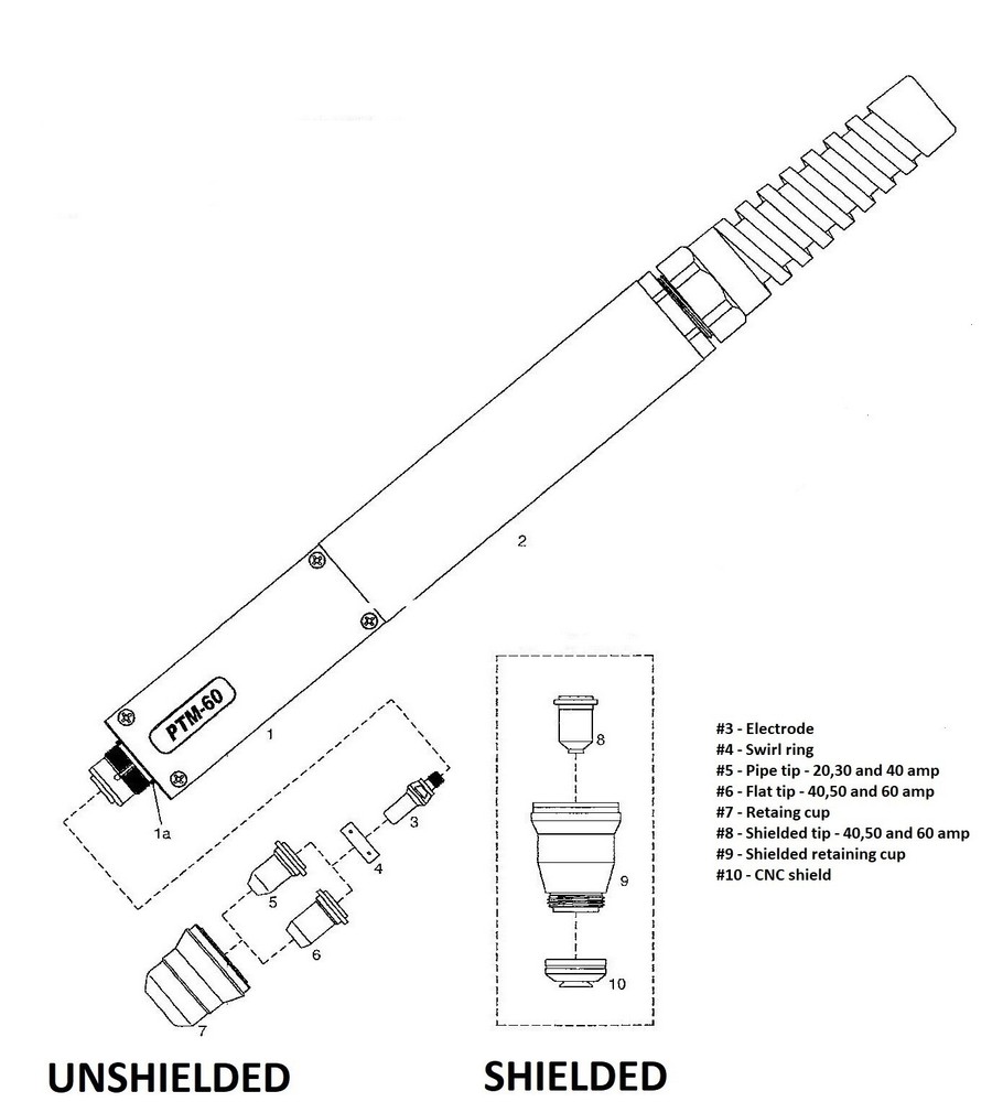 TECMO CNC PLASMA CUTTER TORCH RETAINING CUP SHIELD IPT, PT, PTM 40 & 60