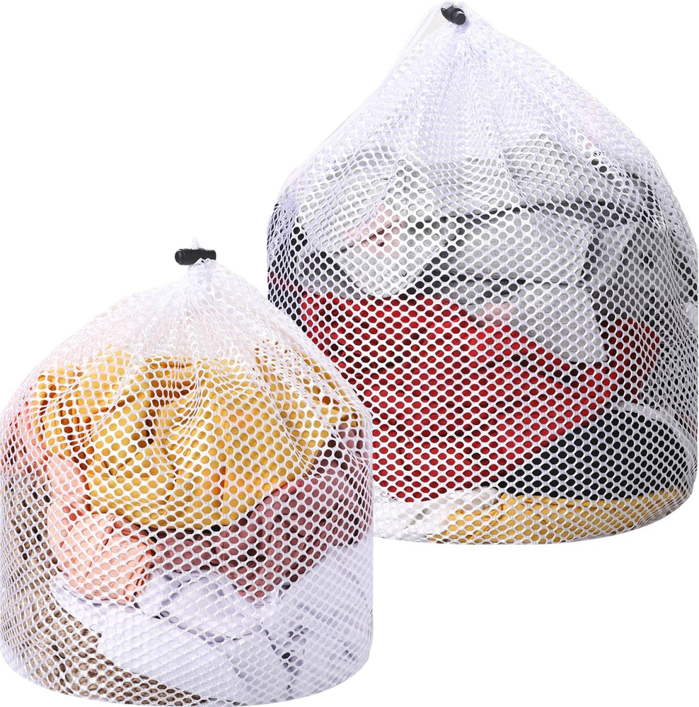 2 Packs Laundry Mesh Bags, Drawstring Net Laundry Bag for Washing Machine, Mesh