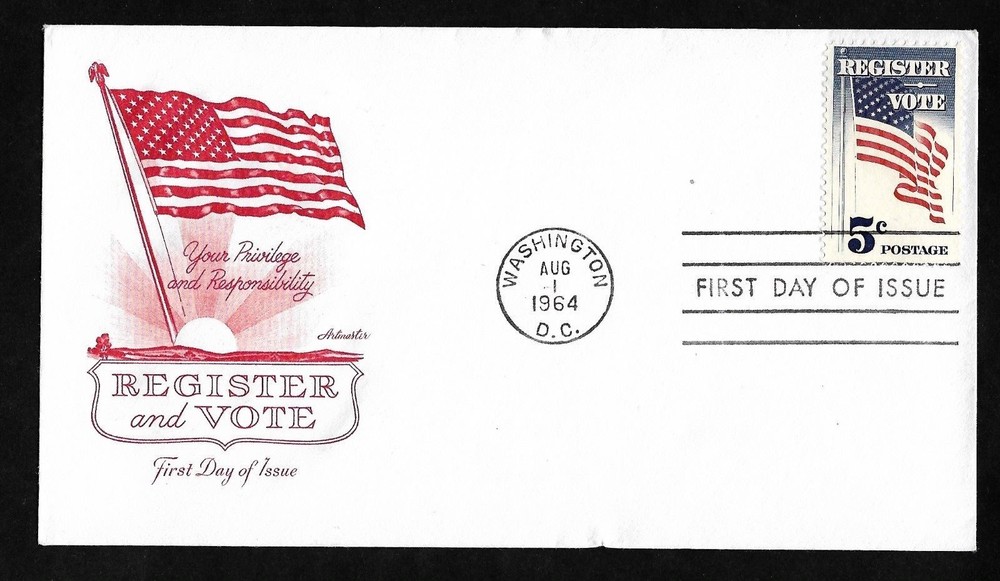 #1249 5c Register and Vote  - Artmaster FDC