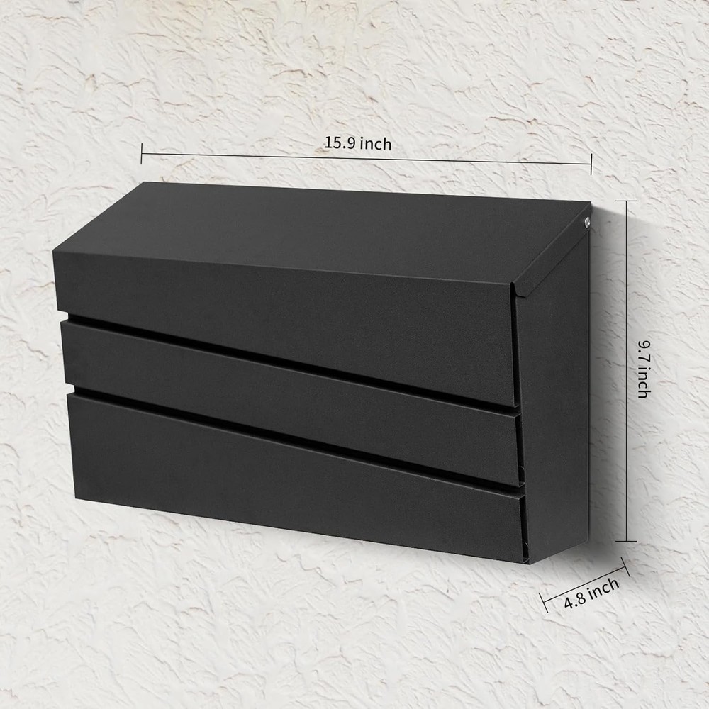 Wall-mounted outdoor mailbox, rust-proof galvanized steel modern mailbox