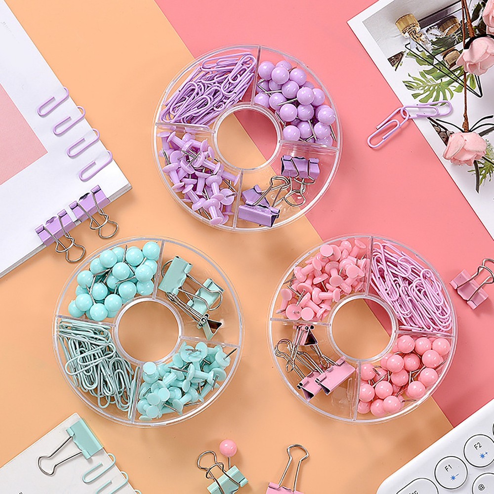 105pcs Push Pins Binder Clips Paper Clips Map Tacks Sets Multifunction