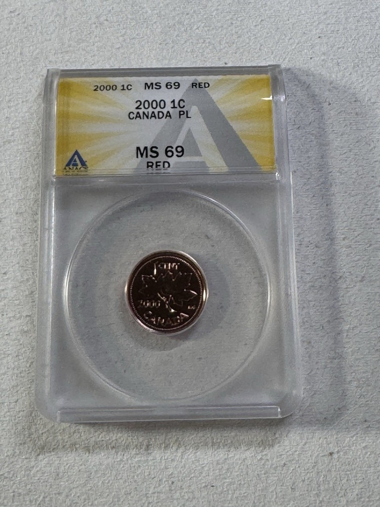 2000 Canada 1 Cent Graded MS 69 RD by ANACS Proof Like