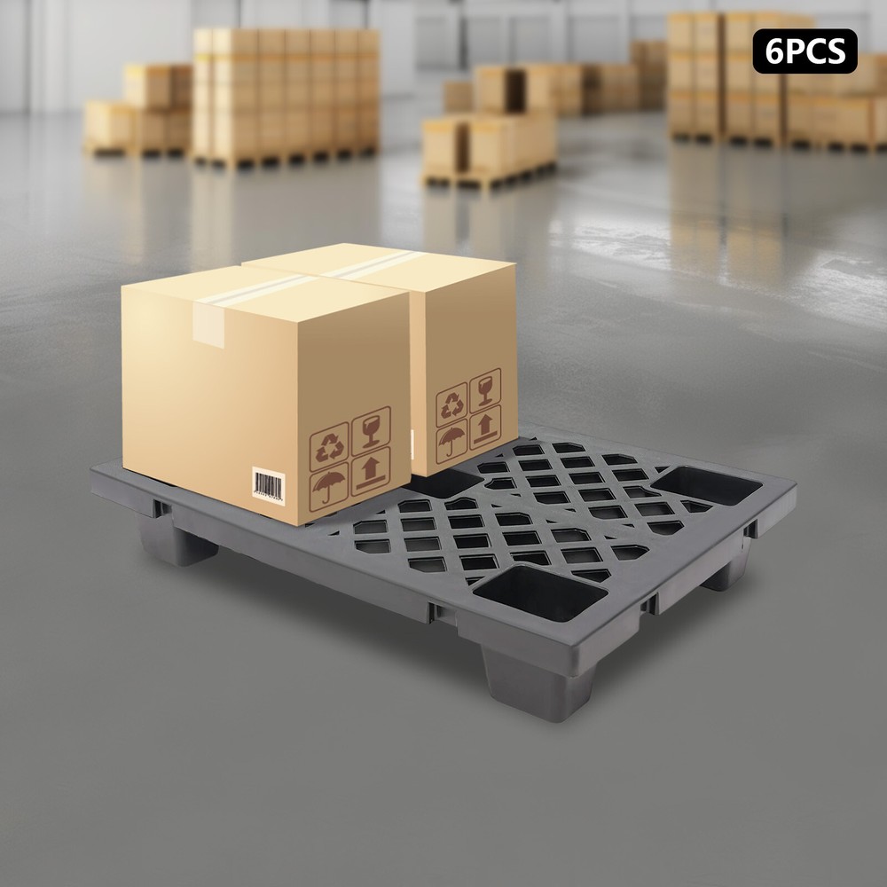 6pcs Plastic Pallets Interlocking Storage Stackable Anti-slip Loading Pallets US