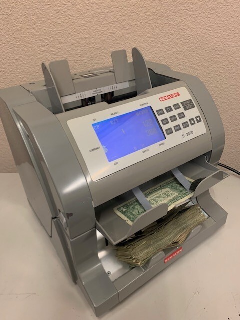 Semacon Model S-2400 two-pocket currency discriminator w/ counterfeit detection