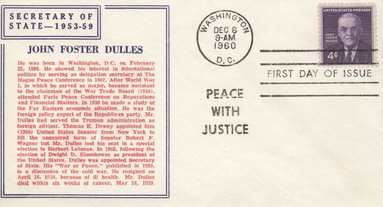 1172   4c  JOHN FOSTER DULLES  - Von Ohlen cachet