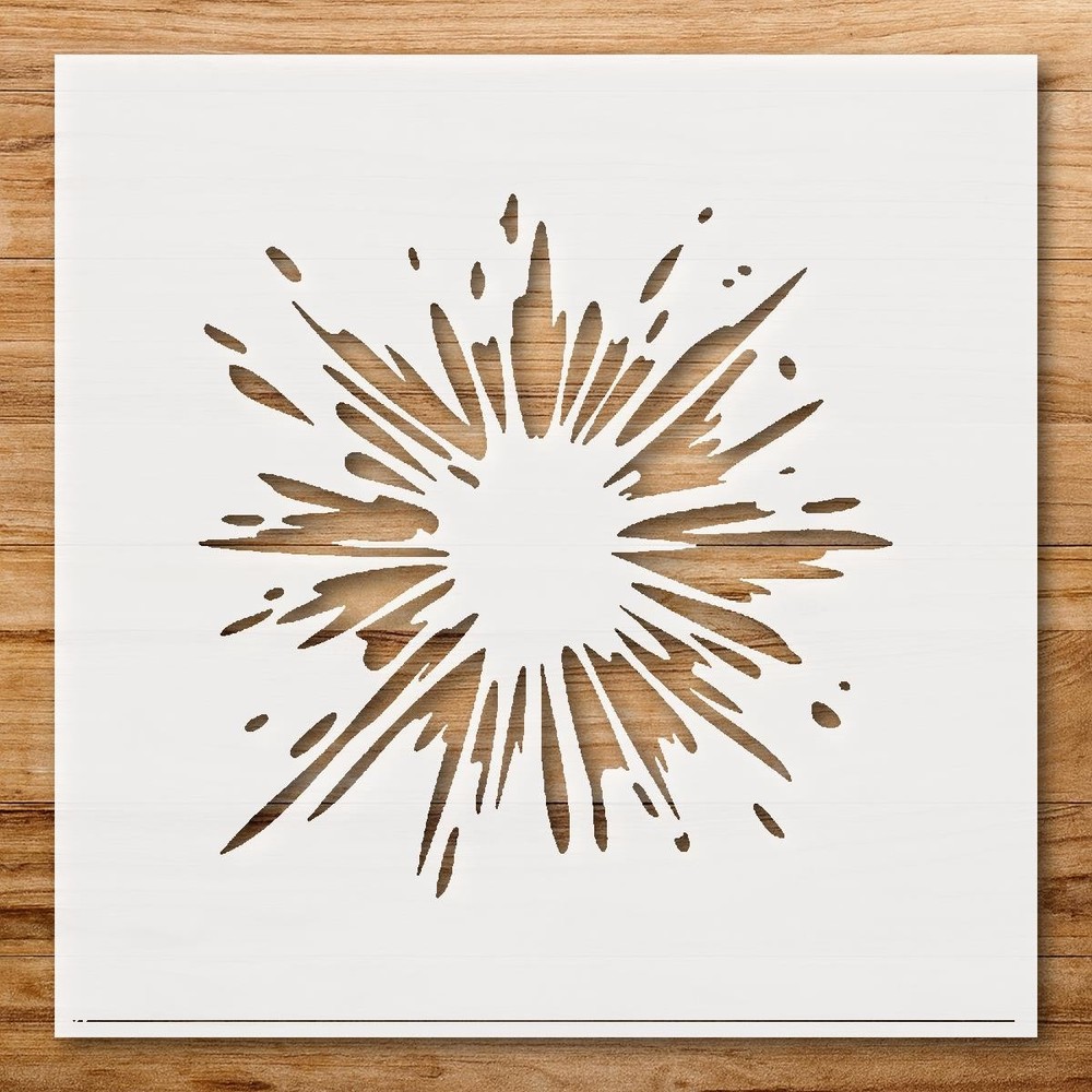 Burst Explosion Pattern Stencil for Creative Projects - StencilAir