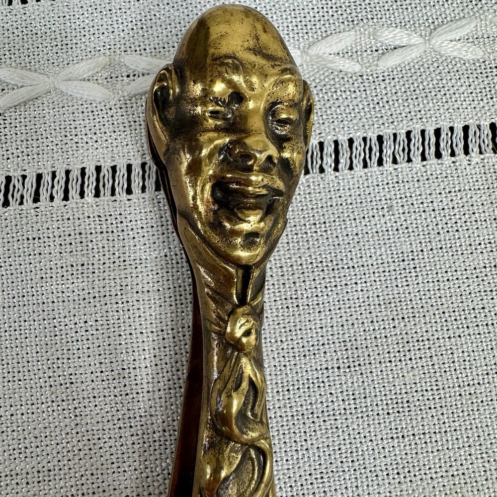 Antique art nouveau 1910 Solid Brass Jester Clown Pierrot Nutcracker Tool