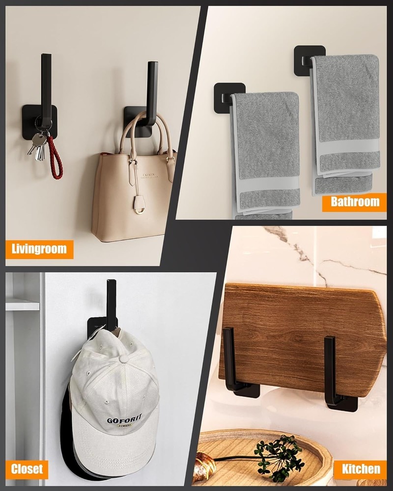 Hat Rack for Hat Storage 4-Pack, Multi-Purpose Hat Organizer, Strong Adhesive...