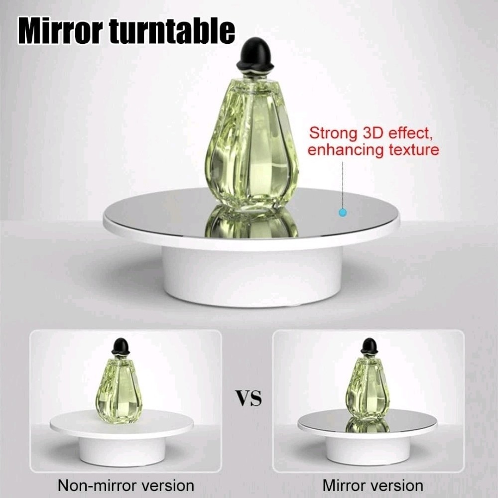 Rotating Display Stand 360° Turntable with RGB Gradient Lighting, Mirrored S...