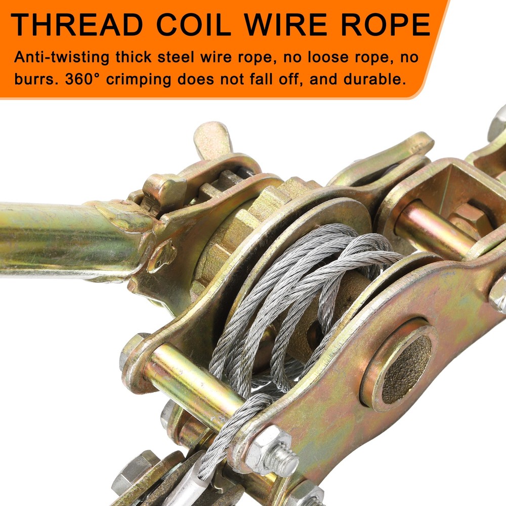 Come Along Winch,1 Ton Winch Hand Cable Puller with 2 Hooks