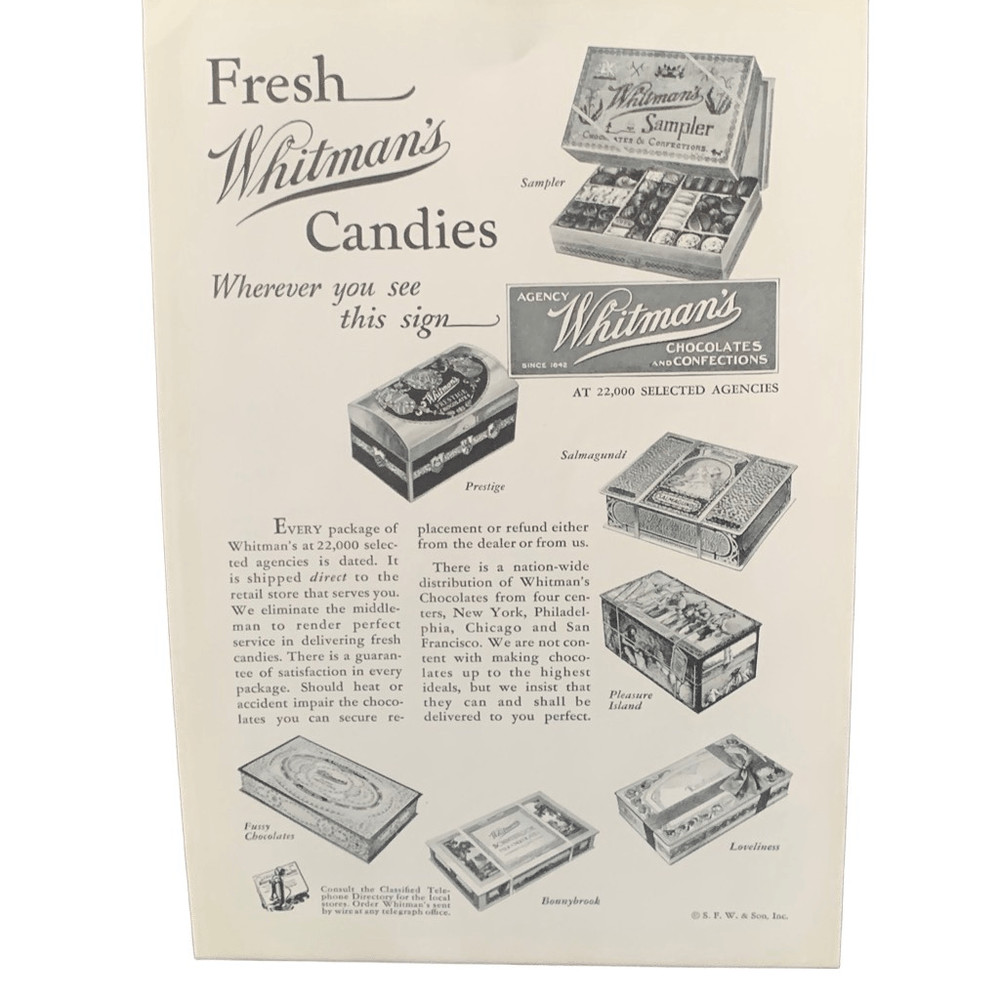 Vintage 1932 Whitman’s Chocolates & Confections Ad Advertisement