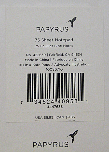 PAPYRUS NOTEPAD - BUTTERFLIES - 75 SHEETS - NEW
