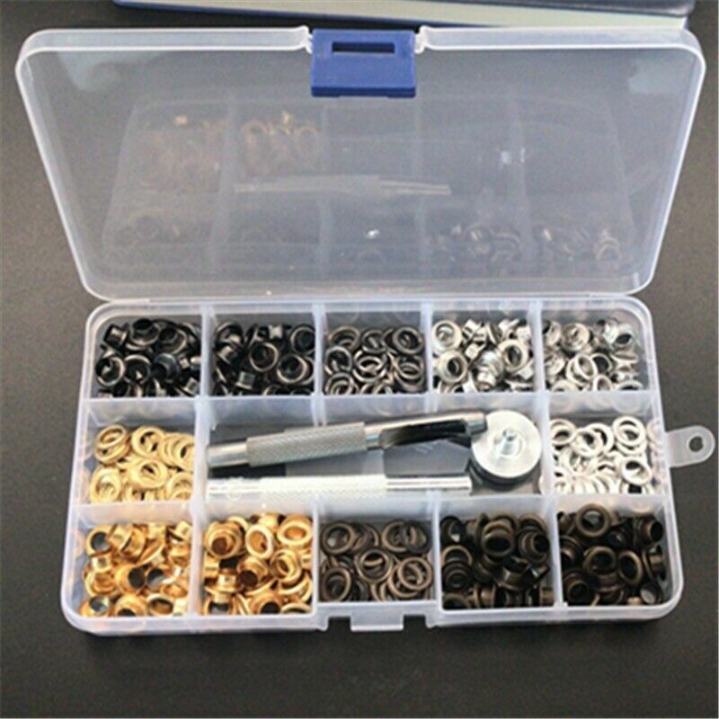 200PCS Eyelets Grommets with Installation Tools Kit Leather Rivet Buckle 6mm