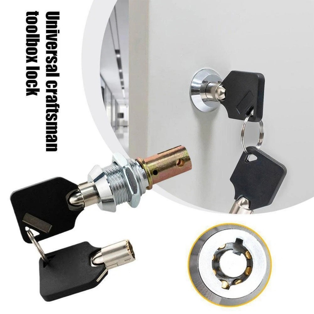 Tool Box Lock Assembly with Keys Replacement For Drawers Storage Cabinets