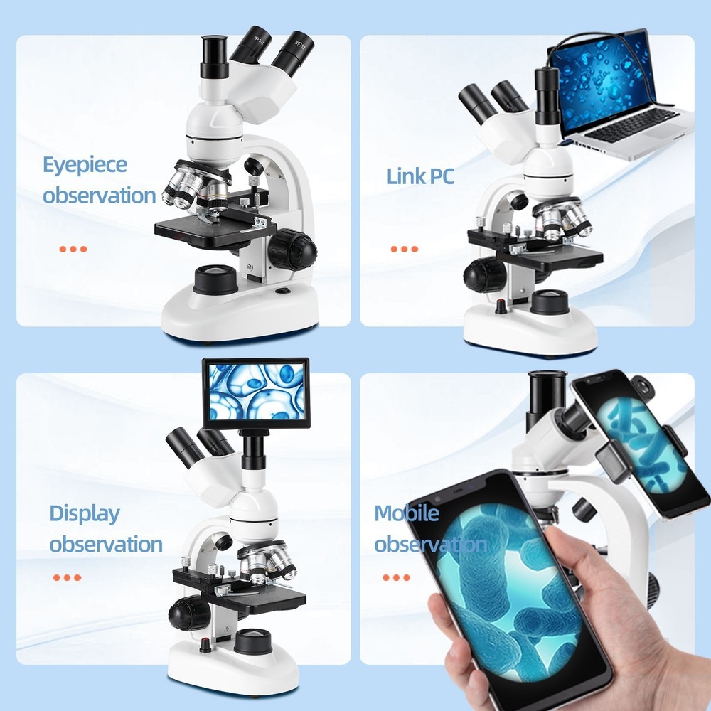 Zoom 2000x single-lens student microscope, bioluminescent diode, laboratory, chi