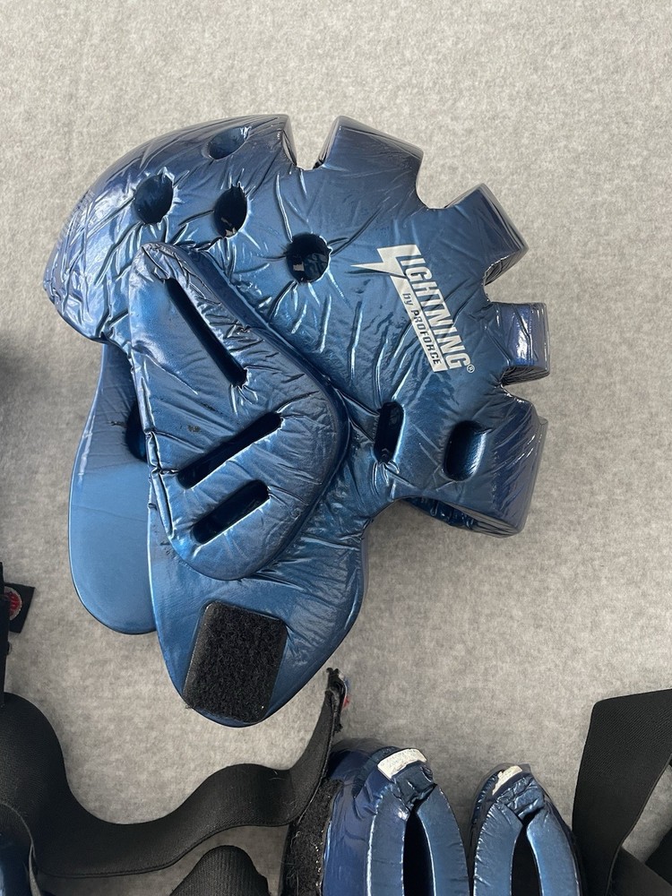 Lightning Blue Karate Sparring Gear Package Used - Kids Small