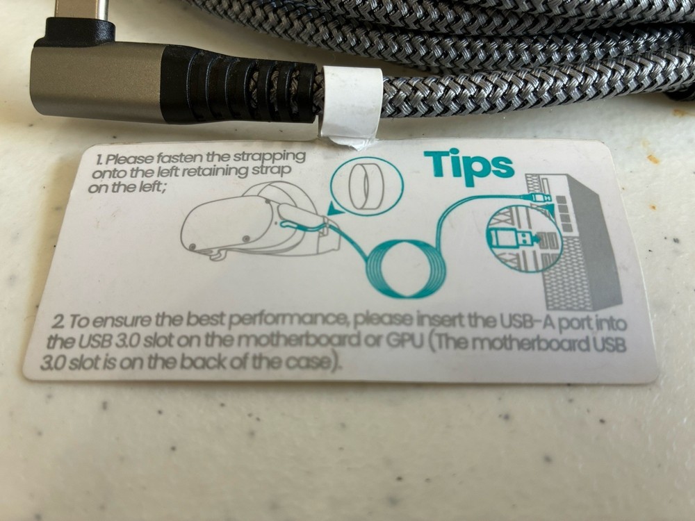 16’ Ainope Link Cable for Oculus Quest 2/3 Type-C Right Angle to USB A Cord