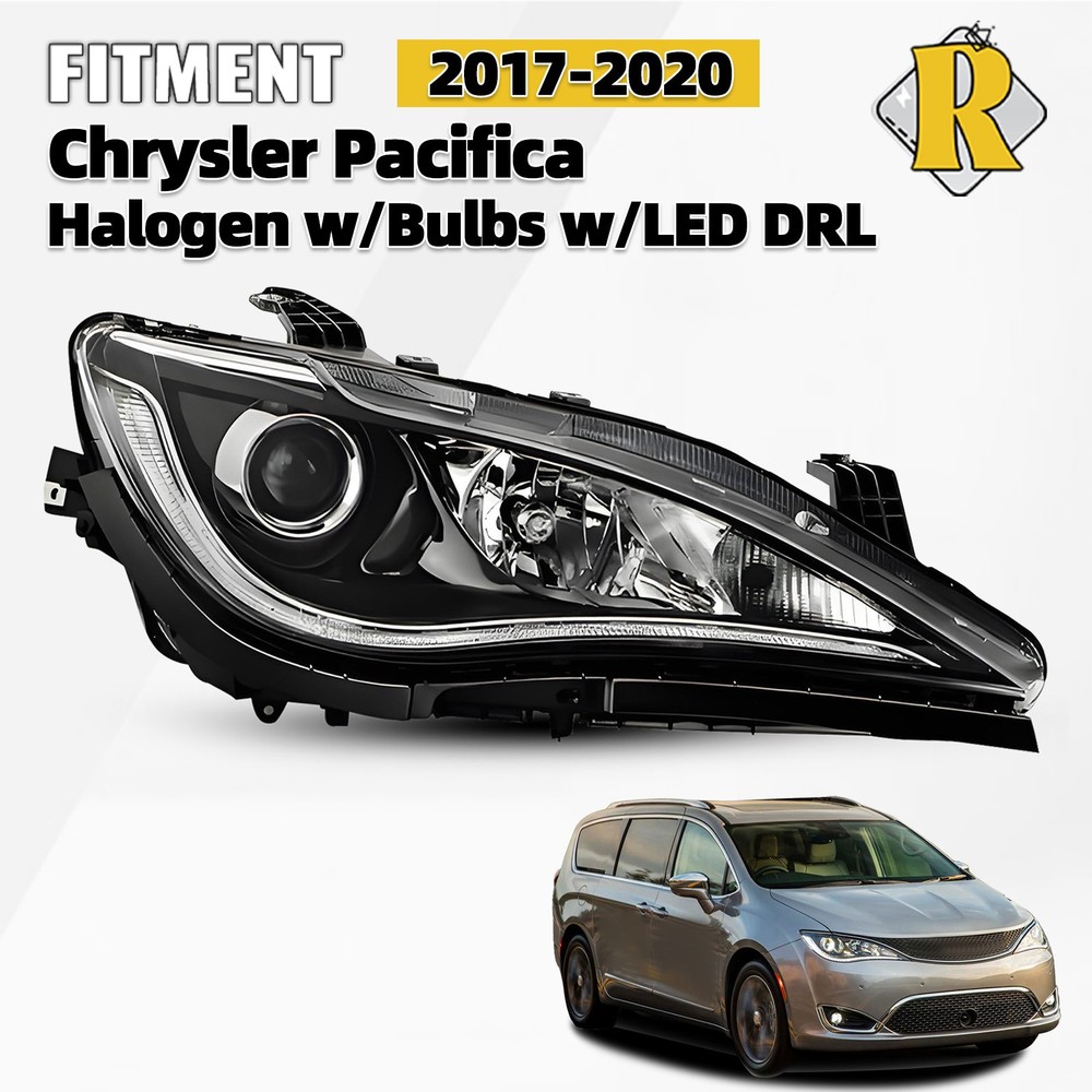 2017-2020 Chrysler Pacifica LED DRL Halogen Projector Headlight w/Bulb Passenger