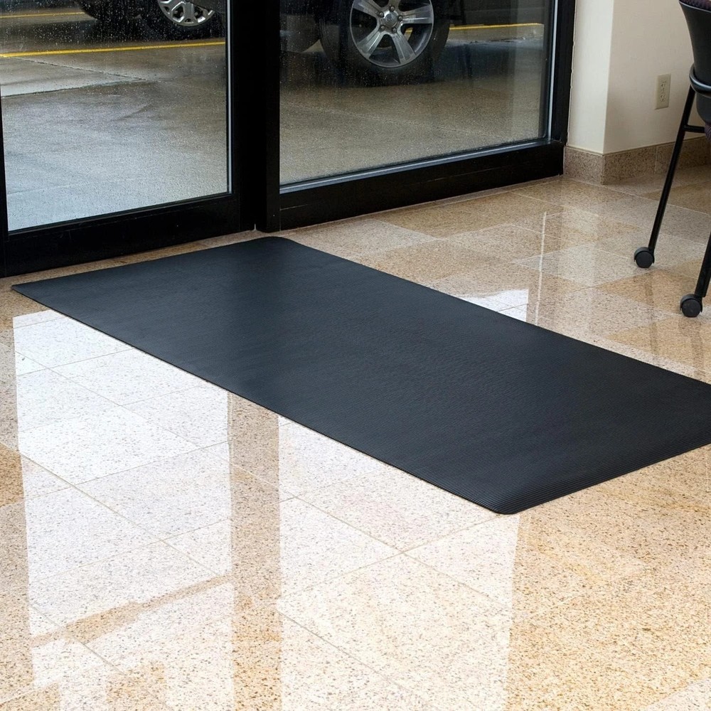 Commercial-Grade Black Rubber Scraper Mat