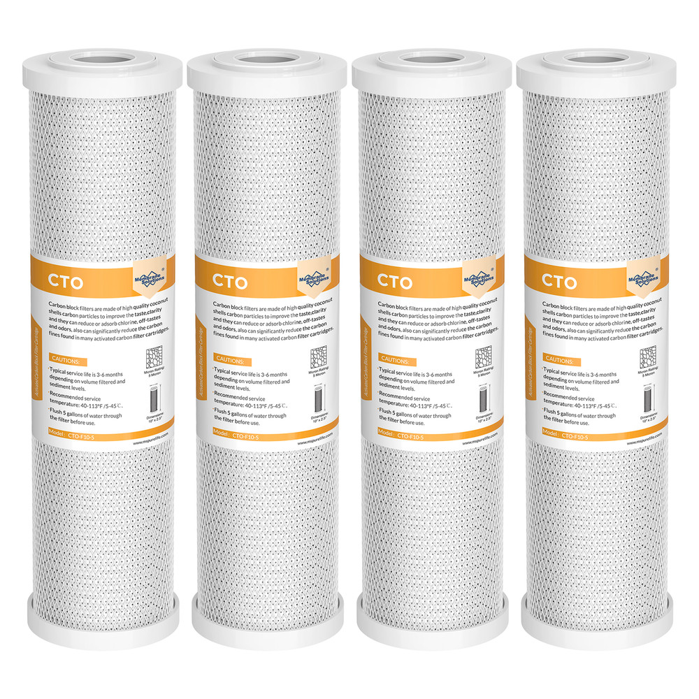 4-Pack CTO Carbon Block Water Filter 10"x2.5" Replacement for Whole House RO 5μm