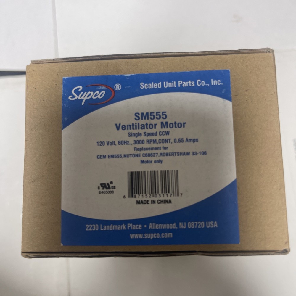 SUPCO SM555 Vent Fan Motor