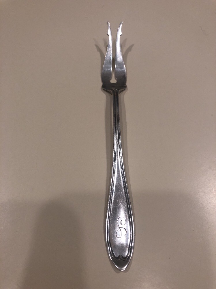 ANTIQUE MANCHESTER SILVER CO. Sterling Cocktail Fork ~ Victorian Age MONOGRAMED