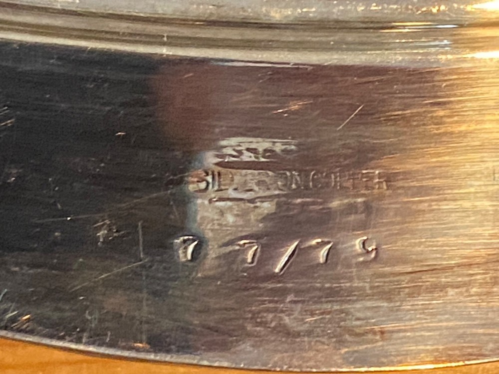 SILVER PLATE SILVER ON COPPER CASSEROLE DISH PLYMOUTH STYLE WEAK MARKS