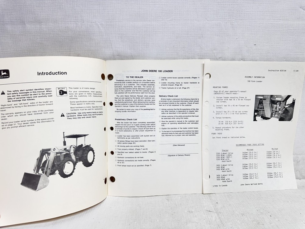 John Deere 100 Farm Loader Original Operators Manual - 52 Pages