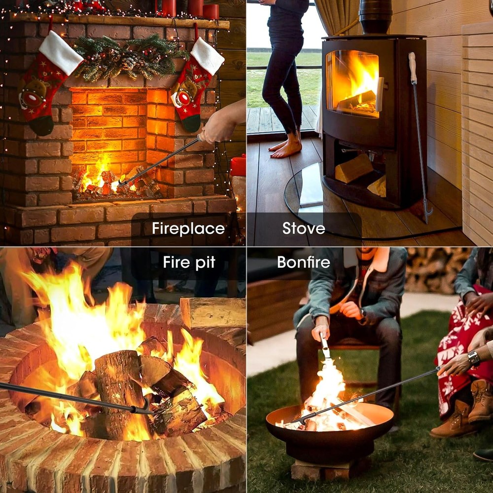 AGM Fire Poker for Pit, 32" Long Heavy Duty Campfire