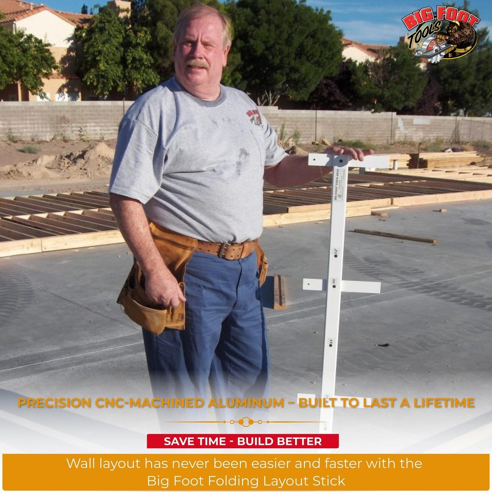 Big Foot Folding Layout Stick – Adjustable Stud Spacing Tool for Framing |
