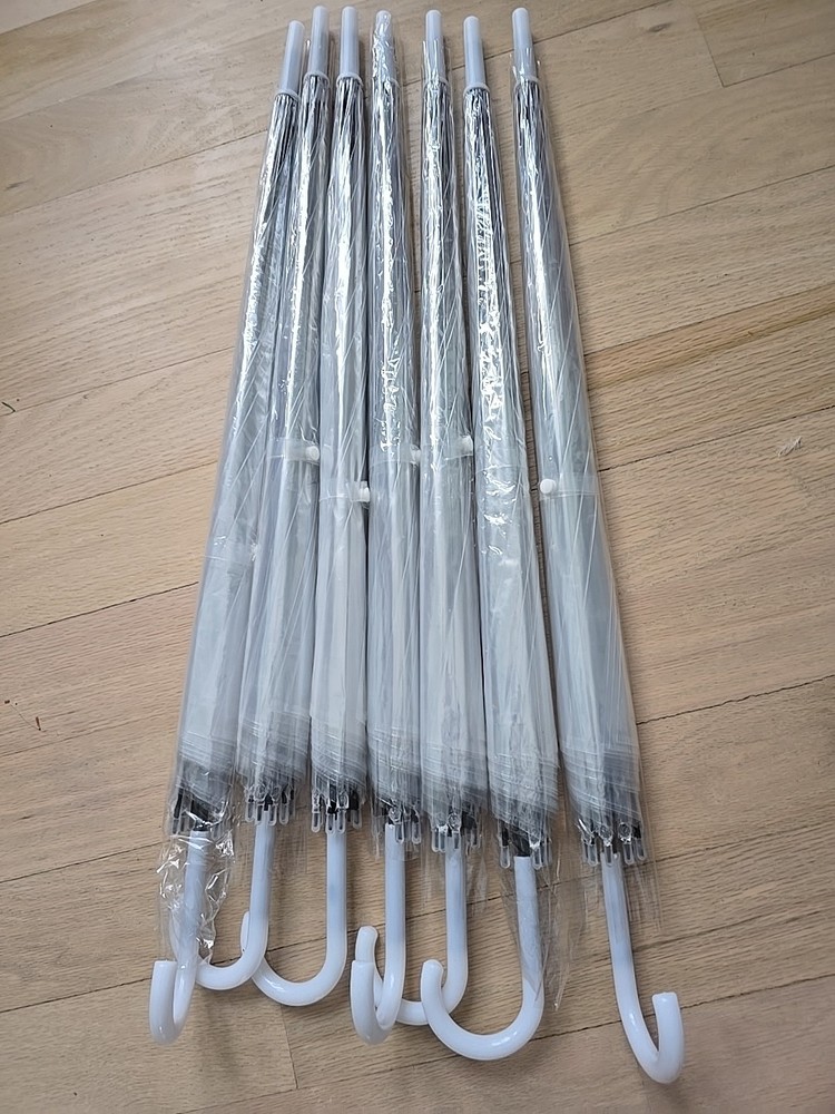 7 Pack Clear Wedding Umbrellas Bulk Transparent Auto Open Stick