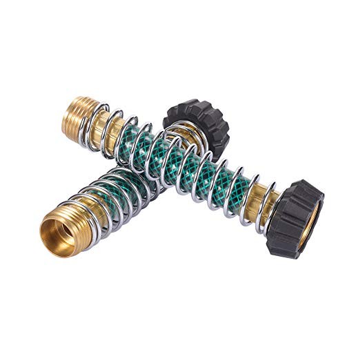 Garden Hose Coiled Spring Protector with Solid Brass Faucet Hoses Coupling