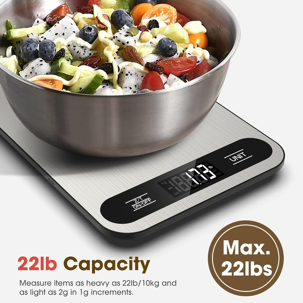 Food Scale 22lb Digital Kitchen Scale W/ 6 Units Tare Function & LCD Display