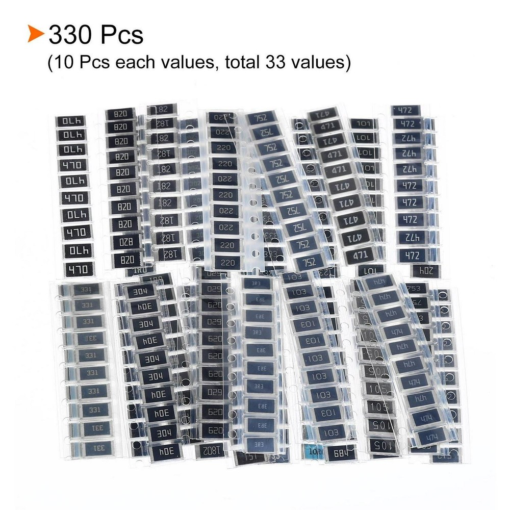 1Set/330Pcs 2512 Surface Mount Device Resistor Kit 1R-1M Ohm 1W