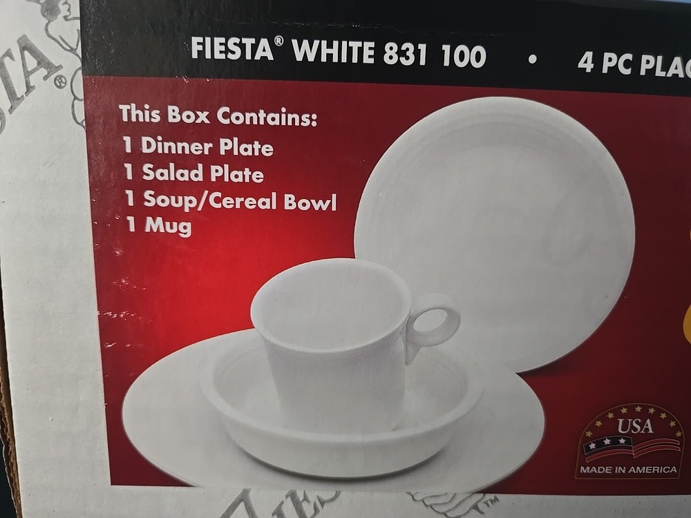 Fiesta White 4 pc. place setting dinnerware new 831 100