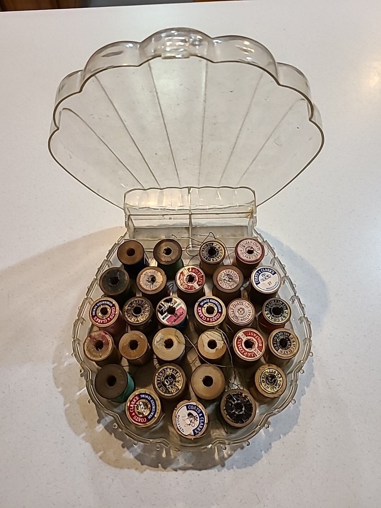 Plastic Clear Acrylic Thread Spool Holder Seashell Clam Shell Shape