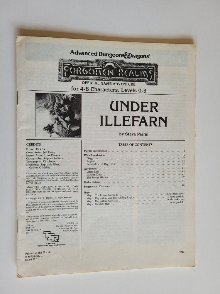 TSR AD&D N5 Under Illefarn Advanced Dungeons & Dragons Forgotten Realms Module