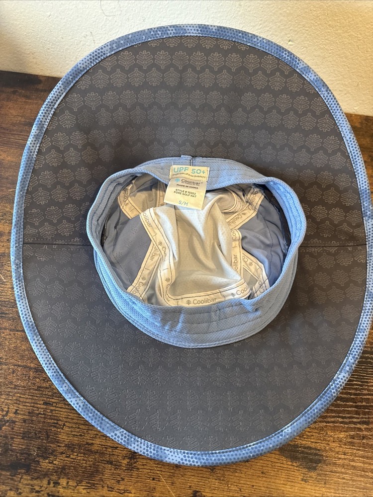 🧢 Coolibar Performance FORE Golf Hat – Wide Brim – UPF 50+ Blue Digital Pattern