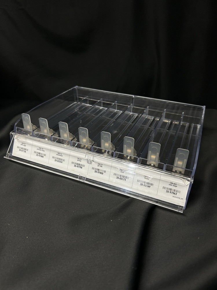 Pusher Style Retail Merchandise Display Tray 8 Slots Spring Retractable Plastic