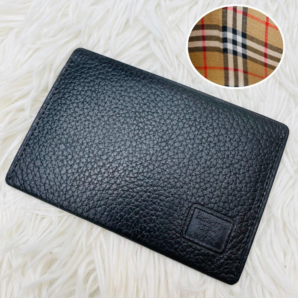 Burberry Nova Check Business Card Case Leather Black